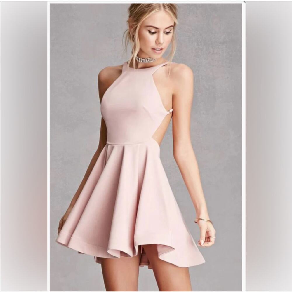 Angel biba A Line Round Neck Pink Backless Prom/ Homecoming Dresses Sz. 8 NWt